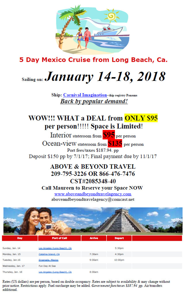 Above & Beyond Travel Has A 5 Day Mexico Cruise Starting At Only $95 Per Person