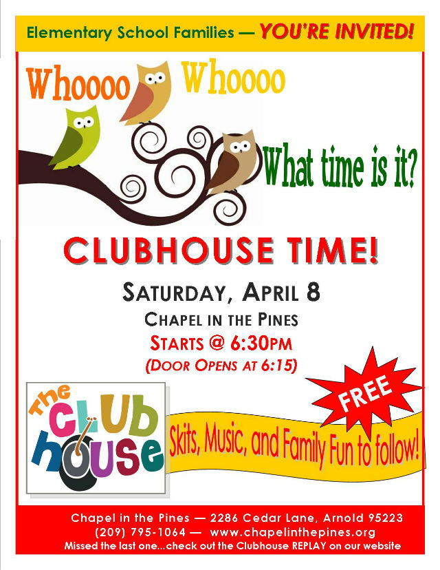 Family Fun Night In The Clubhouse ~ Saturday, April 8th