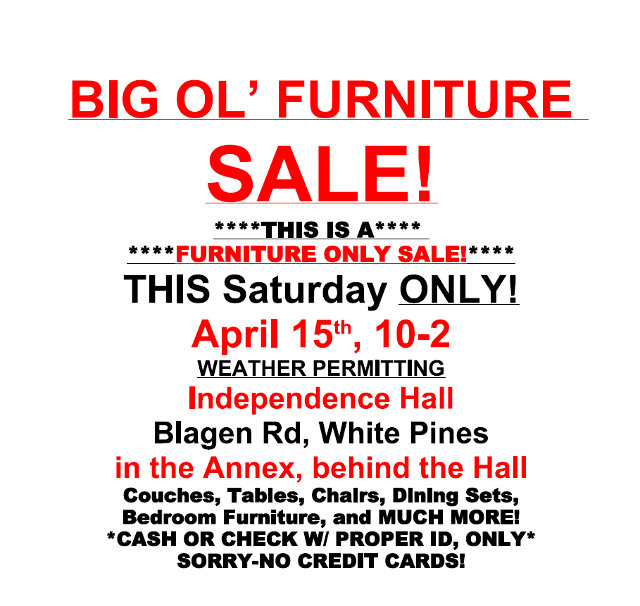 Don’t Miss The Big Furniture Sale Tomorrow At Independence Hall!