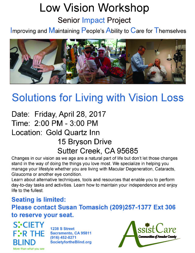 Low Vision Workshop: Solutions For Living With Vision Loss