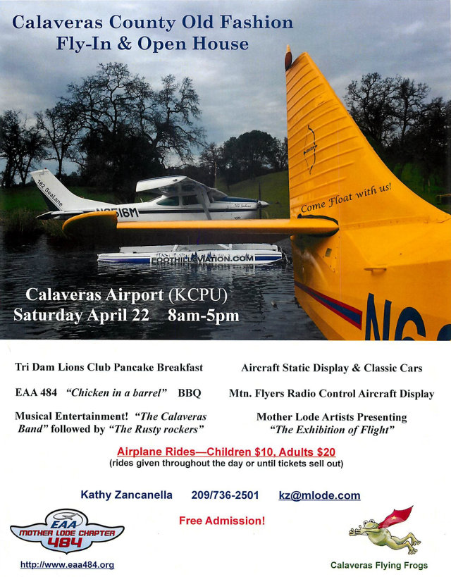 The Annual Calaveras County Old Fashioned Fly-In & Open House April 22