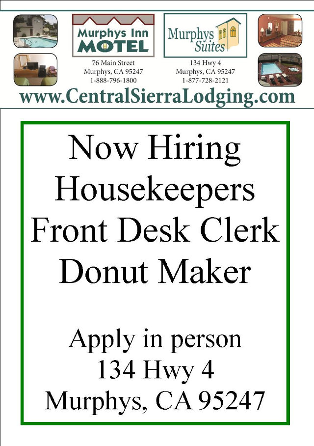 Central Sierra Lodging Now Hiring!  Apply Today!