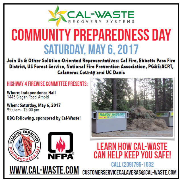 National Wildfire Community Preparedness Day, May 6th.  Sponsored By Cal-Waste
