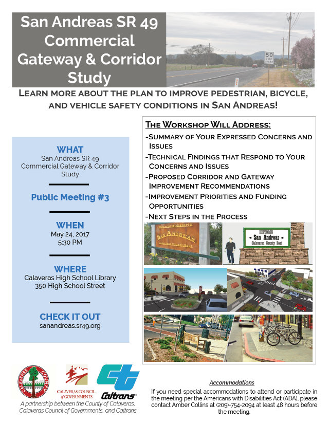 San Andreas SR 49 Commercial Gateway & Corridor Study Meeting On May 24th