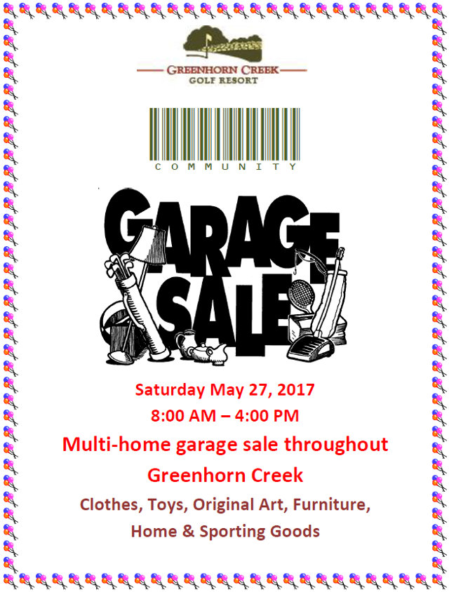 The Big Greenhorn Creek Community Yard Sale is May 27th!