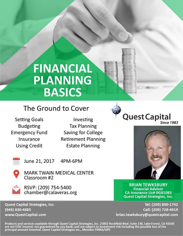Free Financial Planning Basics Class With Brian Tewksbury Tonight