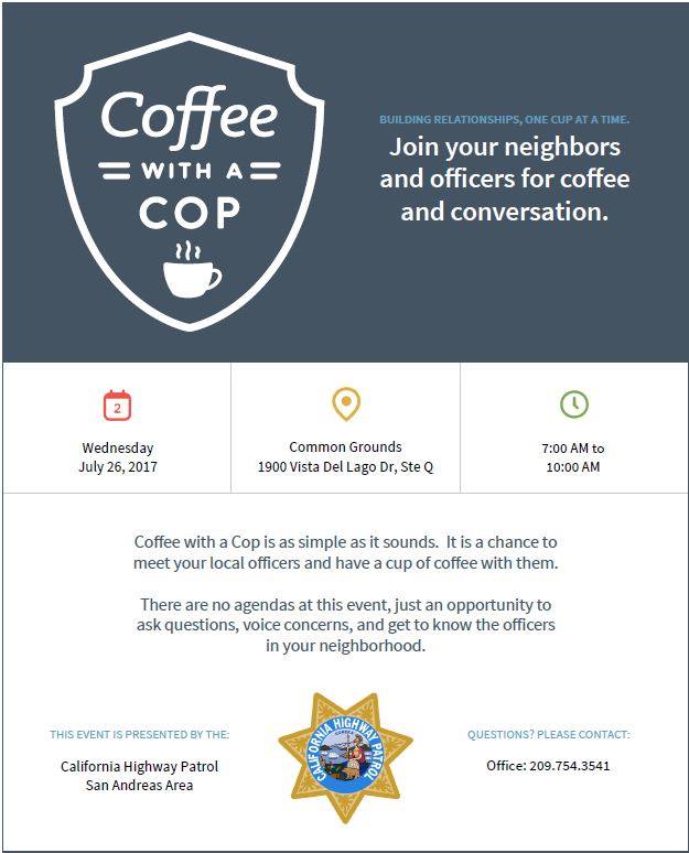 Coffee With A Cop At Common Grounds On July 26th