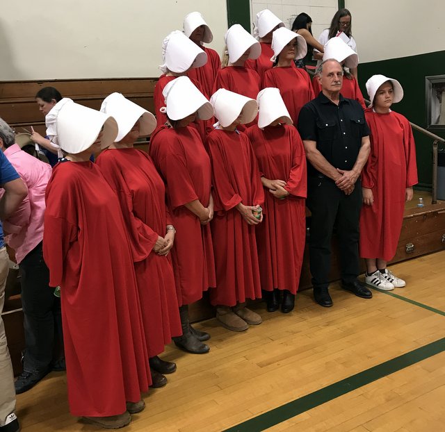 Local women stage Handmaid’s Tale protest at Rep. Tom McClintock’s Town Hall meeting in Jackson