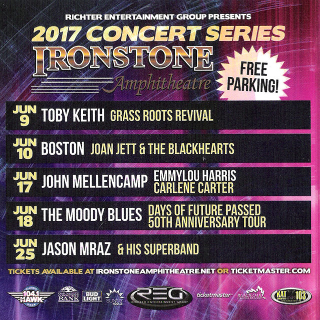 Ironstone Concert Series Starts With A Bang With Toby Keith On Friday, Boston & Joan Jett On Saturday!!