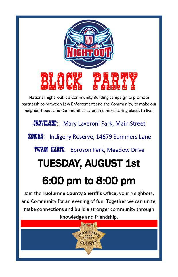 Join The Tuolumne County Sheriff’s Office For National Night Out