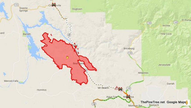 State Route 49 and State Route 140 Now Closed Due To Fire.  Yosemite Access via Hwys 120 & 41