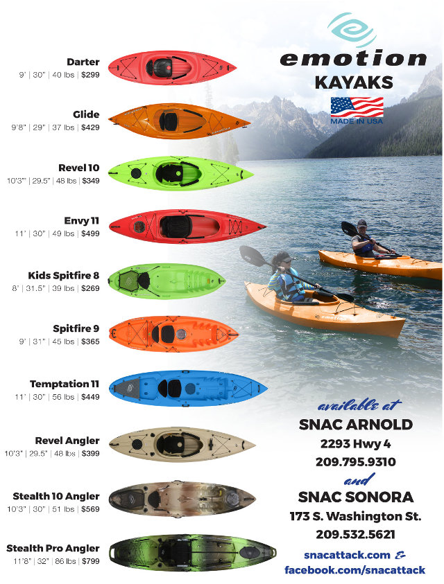SNAC Has All Your Outdoor Toys Including a Huge Selection of Emotion Kayaks!