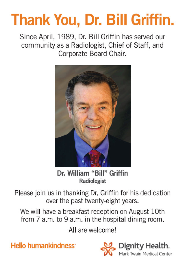 Thank You, Dr. Bill Griffin!  Breakfast Reception on August 10th!