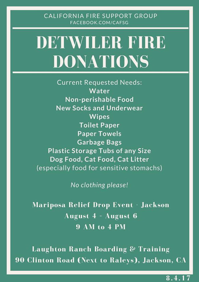 Detwiler Fire Relief Drop Event Going On Now!!