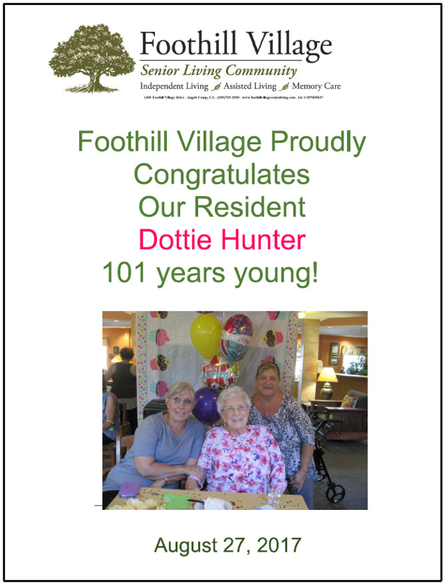 Happy Birthday Dottie Hunter!!  She Turns 101 Years Young August 27th
