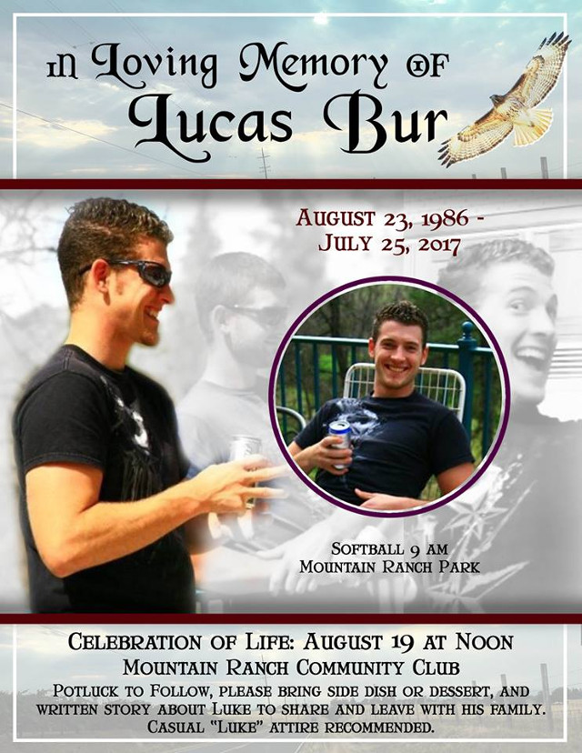 Lucas Bur 1986 – 2017 – Celebration of Life on August 19th