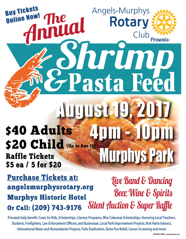 The Annual Rotary Shrimp & Pasta Feed is August 19th