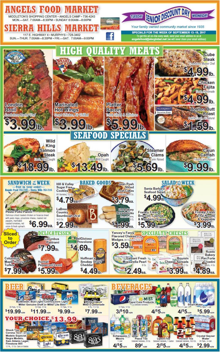 Angels Food & Sierra Hills Markets Grocery Ad & Weekly Specials Through September 19th