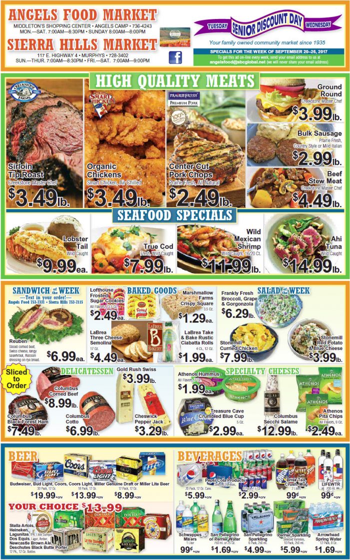Angels Food & Sierra Hills Markets Grocery Ad & Weekly Specials Through September 26th