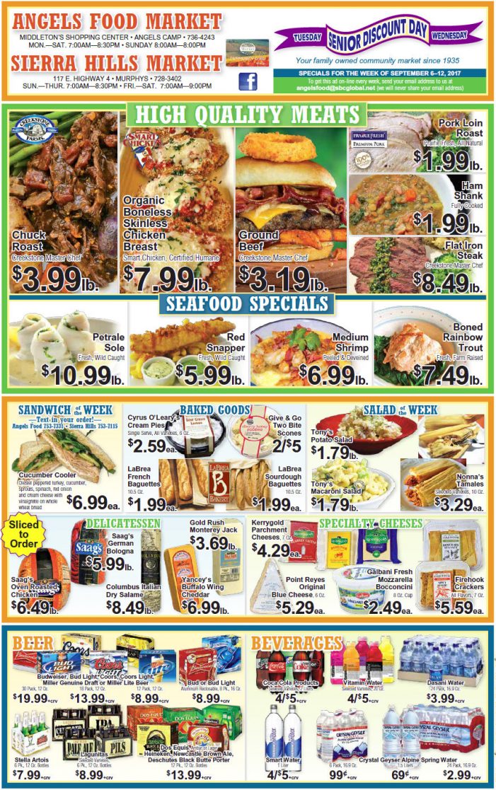 Angels Food & Sierra Hills Markets Weekly Specials Through September 12th