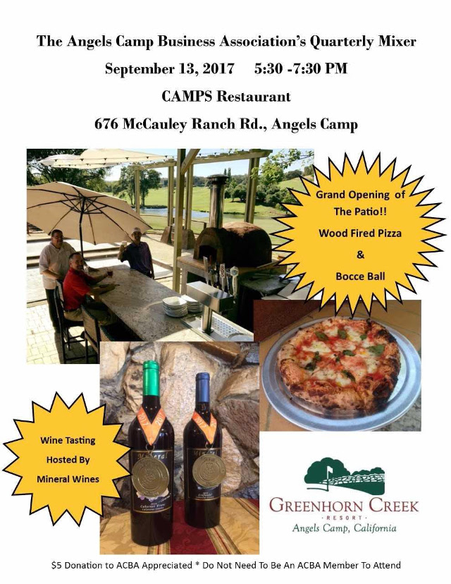 Reminder Tonight is Greenhorn Creek Outdoor Patio Grand Opening and ACBA Mixer 9/13 5:30-7:30