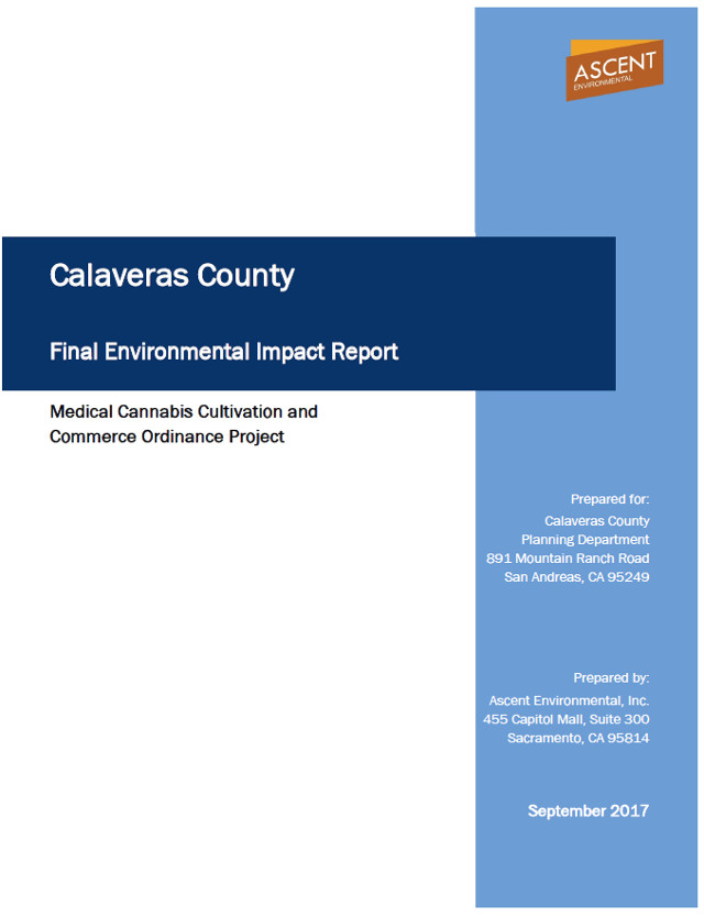 Calaveras County Final Environmental Impact Report on Medical Cannabis Cultivation and Commerce Ordinance Project