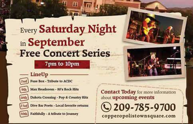 Reminder….Long Time & Fuse Box Kick Off September Concert Series at Copperopolis Town Square
