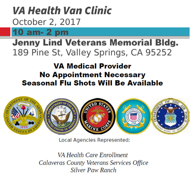 VA Health Van Coming to Valley Springs October 2nd