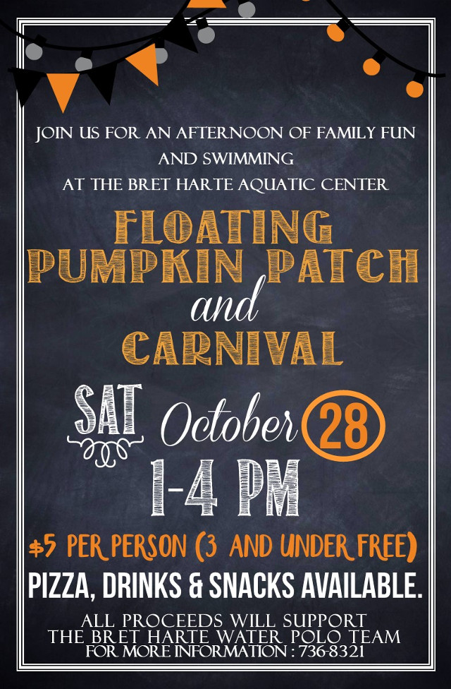 Floating Pumpkin Patch & Carnival At Bret Harte Aquatic Center Oct 28th