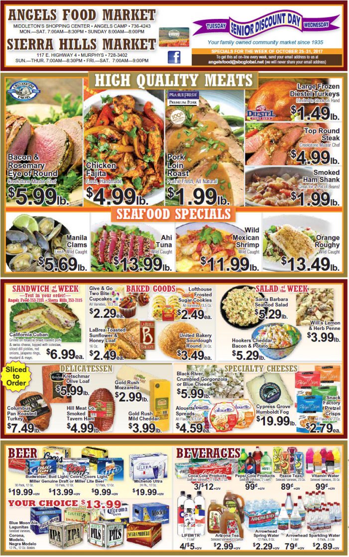Angels Food & Sierra Hills Markets Grocery Ad & Weekly Specials Through October 31th