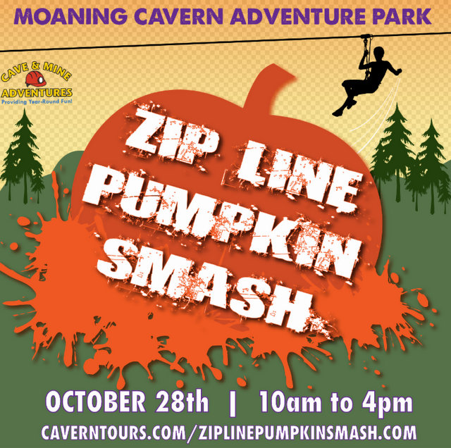Zip Line Pumpkin SMASH is THIS Saturday, October 28th!