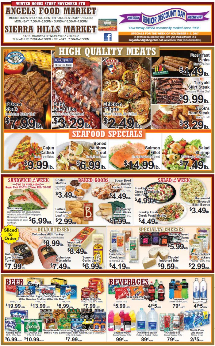 Angels Food & Sierra Hills Markets Grocery Ad & Weekly Specials Through November 7th