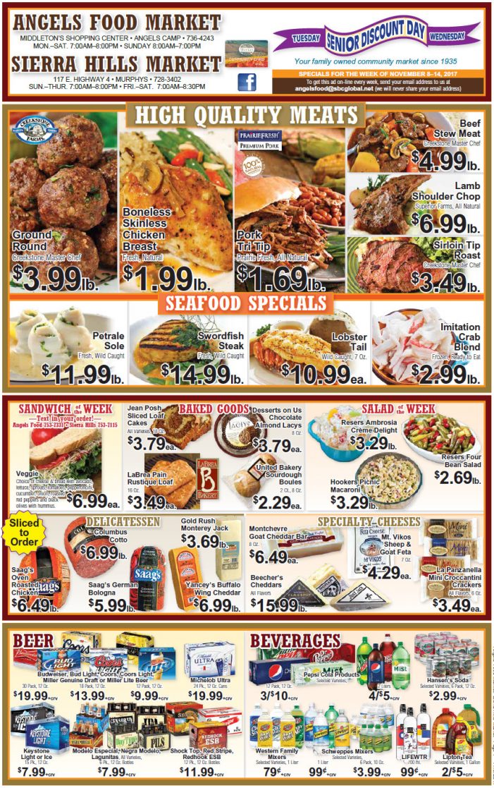 Angels Food & Sierra Hills Markets Grocery Ad & Weekly Specials Through November 14th