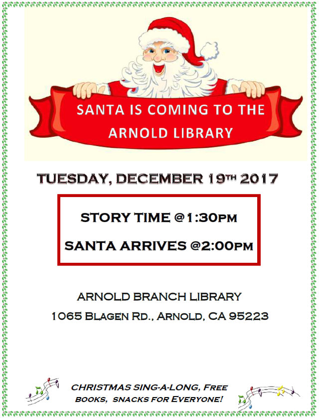 Santa is Coming to the Arnold Library December 19th