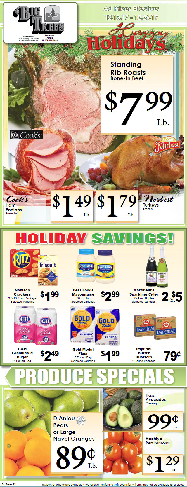 Big Trees Market Weekly Ad & Grocery Specials December 13 – 26th!  The Big Holiday Ad!!!