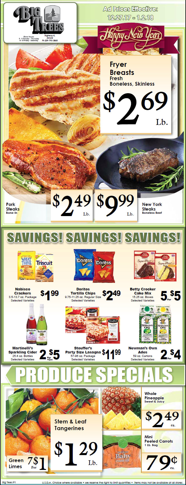 Big Trees Market Weekly Ad & Grocery Specials Through January 2nd, 2018