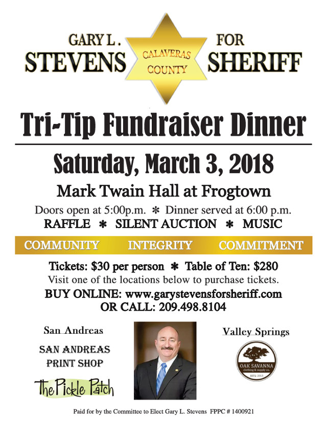 Gary L. Stevens For Sheriff Tri-Tip Fundraiser…Get Your Tickets Now!