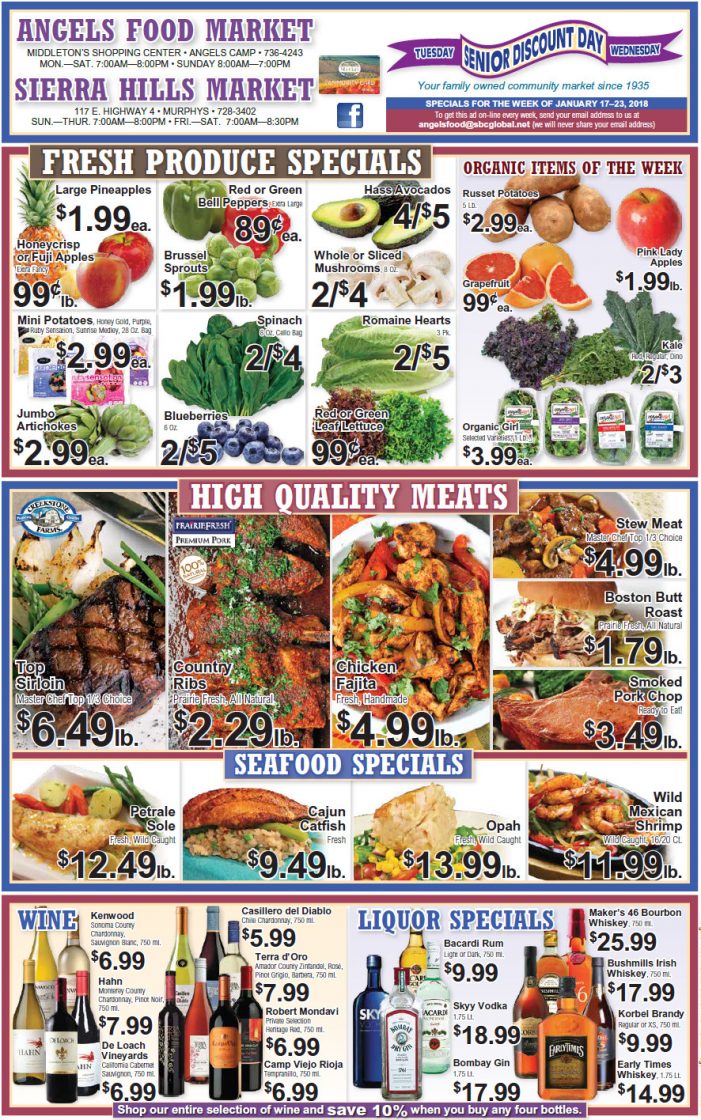 Angels Food & Sierra Hills Markets Grocery Ad & Weekly Specials Through January 23rd