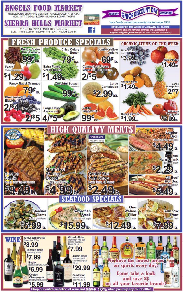 Angels Food & Sierra Hills Markets Grocery Ad & Weekly Specials Through January 30th