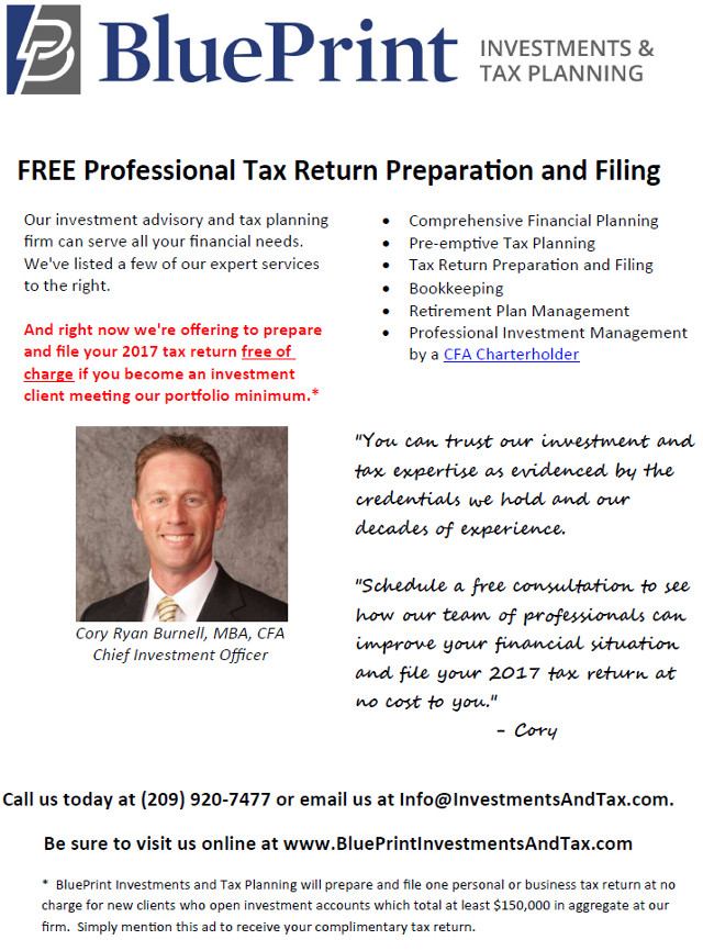 Free Professional Tax Preparation & Filing From Blueprint Investments & Tax Planning