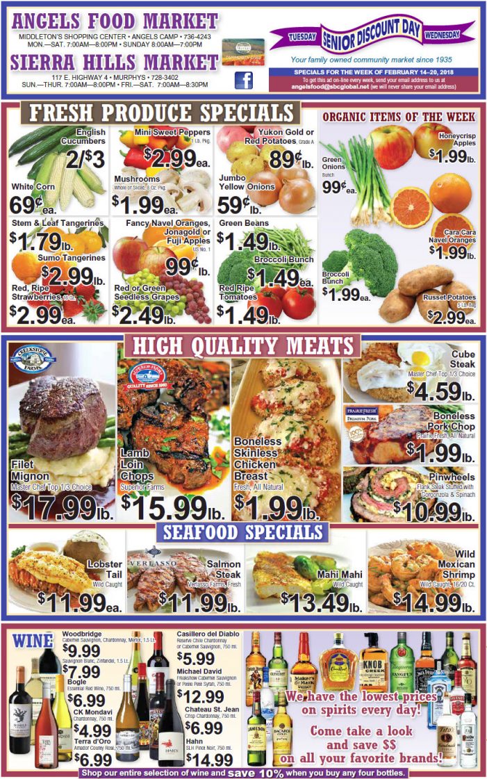 Angels Food & Sierra Hills Markets Grocery Ad & Weekly Specials Through February 20th