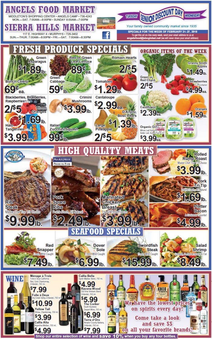 Angels Food & Sierra Hills Markets Grocery Ad & Weekly Specials Through February 27th