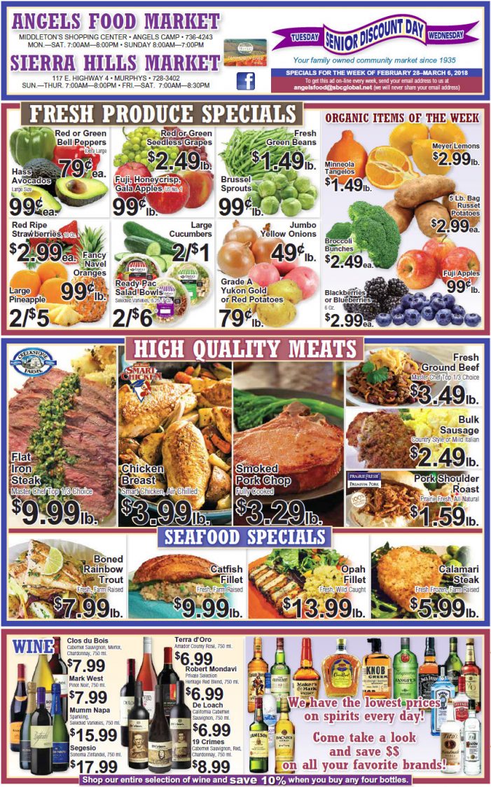 Angels Food & Sierra Hills Markets Grocery Ad & Weekly Specials Through March 6th