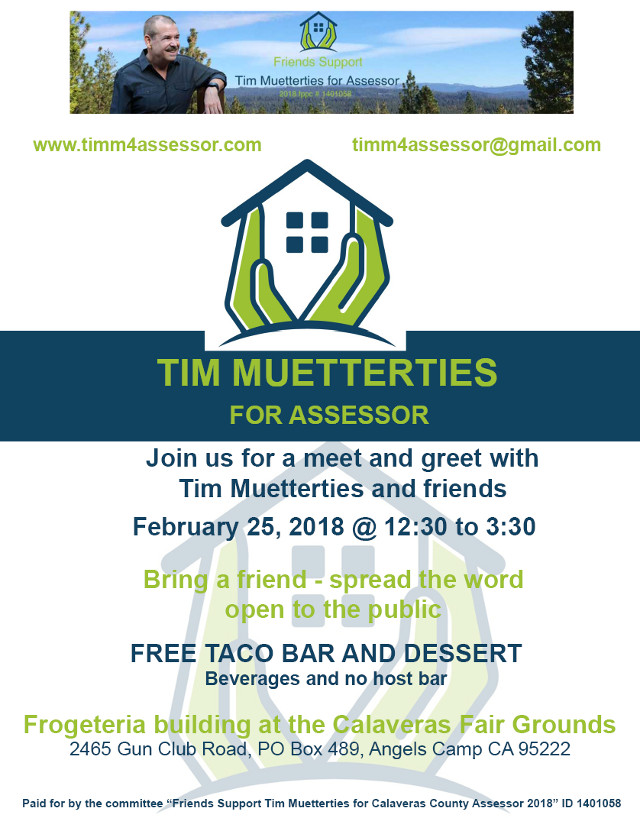 Tim Muetterties For Assessor Meet & Greet on February 25th