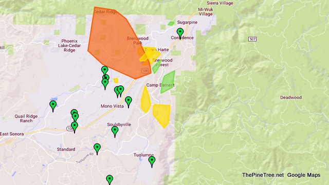 Power Outage Update…Over 2,500 Without Power in Tuolumne County This Morning