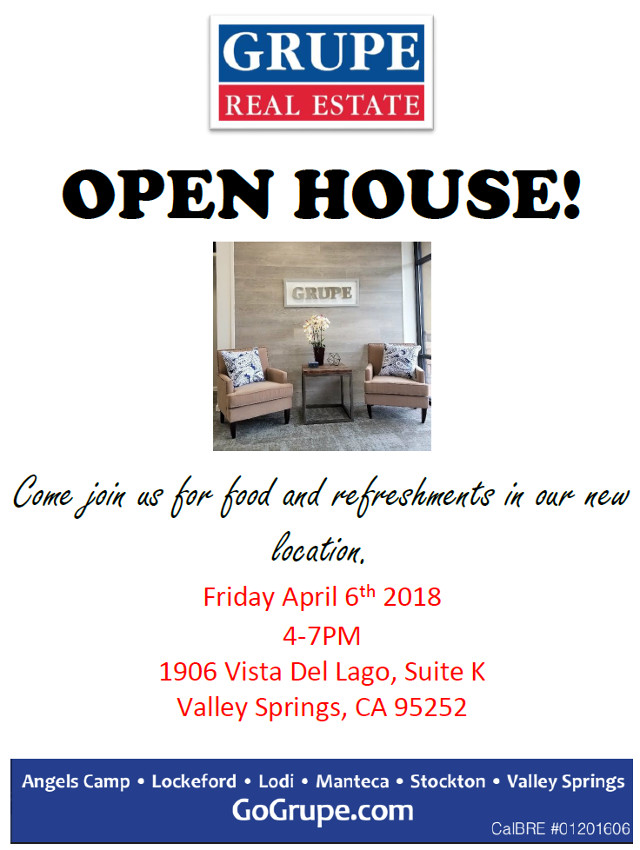 Make Plans to Attend the Grupe Real Estate Open House on April 6th
