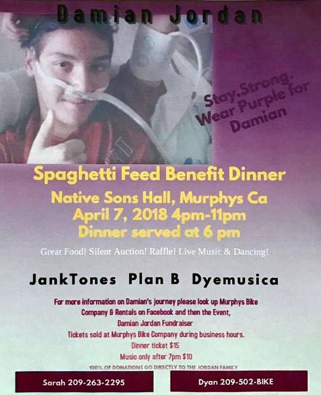Spaghetti Feed Benefit Dinner for Damian Jordan & the Jordan Family on April 7th