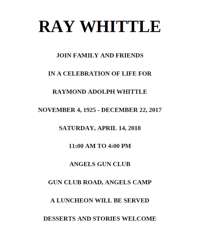 Join Family & Friends for a Celebration of Life for Ray Whittle