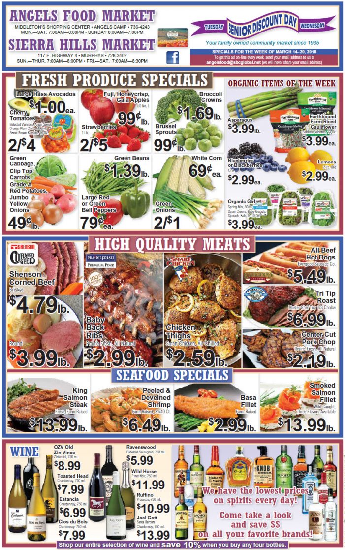Angels Food & Sierra Hills Markets Grocery Ad & Weekly Specials Through March 20th