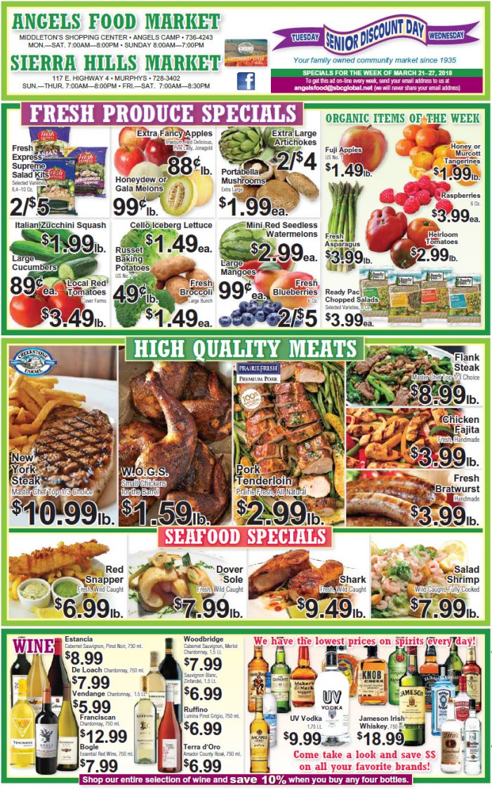 Angels Food & Sierra Hills Markets Grocery Ad & Weekly Specials Through March 27th